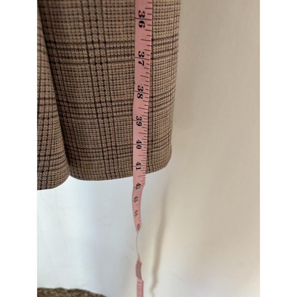 Vtg Calvin Klein Dress 4 Knee Fit & Flare Plaid Check Brown Soft Puff Sleeve - Picture 11 of 14